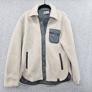 Women's Cream Sherpa Jacket with Gray Accents